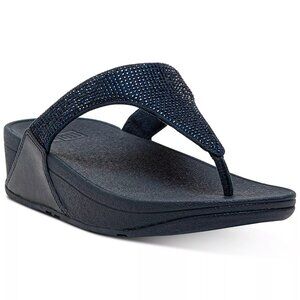 100$ FitFlop LULU Crystal Embellished Wedges Sandals Women's Size US 8 Black